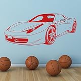 フェラーリフロントスポーツ車キッズ壁ステッカーTransportアートデカール装飾で使用可能な5サイズ25色 05. X-Large 200cm (W) x 89cm (H)