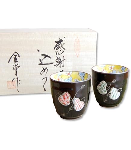 Amazon.co.jp: 笠間焼 廣司作 蓋付き夫婦湯呑み 木 サイズ/60cm 在銘 