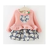 WIN　子供服 ガールズ ワンピース チュニック リボン あったか 裏起毛 入学式 入園式 卒業式 卒園式 キッズ 子供服 女の子 ガール ガールズ 礼服 (90cm, ピンク)