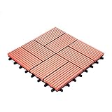 ウッドパネル ウッドタイル ウッドデッキ 人工木 27枚セット 樹脂 ベランダタイル ジョイントパネル 木製タイル (タイプA・ナチュラルレッド)