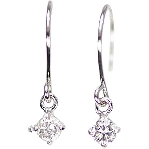 【KASHIMA】プラチナ900 0.1ct ダイヤモンド 一粒石 アメリカン フック ピアス