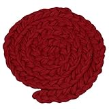 【ノーブランド品】 新生児　ベビーシャワー　出産祝い　誕生日　記念写真　小道具　ロービング　編み込み　ウールスピニング　ラグ　毛布　敷物　全9色 - 赤