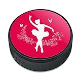 アイスホッケーパック蝶とバレリーナシルエット