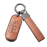 [OFFCURVE] スマートキーケース 適合 Axela CX-5 CX-7 DJデミオ MPV XD-T ND ロードスター キーケース キーカバー キーシェル 新型 革製 (ブラウン)