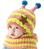 【SEBLES】 ベビー ミツバチ キュート ニット 帽 スヌード 2点 セット 赤ちゃん 6カ月 ～ 4歳 全6色 サイズ 46cm ～ 52cm クロスセット (ピンク)