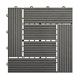 【HY】 ウッドデッキ 人工木　樹脂　ウッドパネル ウッドタイル　27枚入り 厚さ22mm　全6色　３タイプ　ジョイントタイル　デッキ　　腐りにくい　ガーデン　ベランダ庭　玄関 (Bタイプ_27枚, 