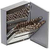 Chicago Latrobe 550 Series Cobalt Steel Jobber Length Drill Bit Set with Metal Case, Gold Oxide Fini