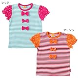 天竺ドット＆ボーダーＴシャツ　レッド　80