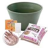 14号 プロが考えた睡蓮鉢(メダカ鉢) グリーン + スイレンとハスの土 6L(3L×2) + 固形栄養素 + カルキ抜き