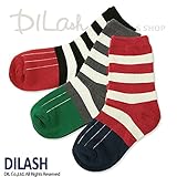 (ディラッシュ) DILASHクルーソックス（ボーダー柄）/秋 L(19～21cm) グレー