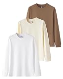 [SHOREKEEPER] 7.7オンス 長袖tシャツ メンズ 綿100% 肉厚生地 リブ袖口 1枚組 3枚組 ロングtシャツ 丸首 ゆったり ティーシャツ 無地 秋服 冬服 春服 (JP, アルファベット, L, 清暖3色(ホワイト × カーキ × 杏色))