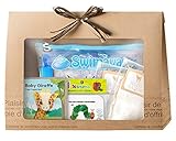 美人家 出産祝い ギフトセット （スイマーバモノトーンペンギン/はらぺこあおむし ビタット/レッグウォーマー ベビー2点/クロニクルブックス フィンガーパペットブック 合計5点セット） (キリン) …