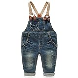 (チェリーレッド) CherryRed 子供 ベビー キッズ 女の子 男の子 ロンパース ロングパンツ デニムジーンズ サロペット オールインワン 130 ブルー