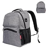 bennyue マザーズバッグ 3way ママバッグ リュック サック ベビー カーベ用バッグ ママリュック マザーズリュック 保温 ポーチとおむつポーチ 大容量 多機能 出産入院 出産祝い (グレー