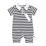 ベビー 子供 夏服半袖 ストライプ ロンパース カバーオール パジャマ （男の子、 女の子） (73cm)