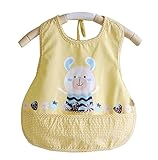 かわいい防水ベビービブポケット黄色のウサギと餌を与える