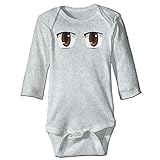 Sasa85 目 澄む イラスト 長袖ボディースーツ ベビー服 連帯服 ギフト かわいい グレー 6 M