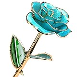 24 Kゴールドローズフラワーwith Long Stem Rose Dipped in誕生日、バレンタインの日、母の日、クリスマスにゴールドギフトレディースガールズ M ブルー