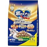 銀のスプーン キャットフード 贅沢素材バラエティ まぐろ・かつお・ささみ・野菜味に天然小魚・かつお節・ほたて味フレーク添え 1.1キログラム (x 1)