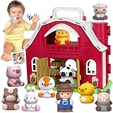 KMUYSL おもちゃ 1 2 3歳の男の子、女の子、大きな赤い納屋の農場の動物プレイセット、男の子、女の子、モンテッソーリのおもちゃの学習、クリスマス、誕生日、イースターギフト、赤ちゃん、子供、幼児向け、12-18か月。