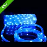 MEIKEE 100個LED ソーラーライト ロープライト ガーデンライト 12メートル 防水仕様 1.2V 光センサー付き ポータブル クリスマスや結婚式やパーティーやガーデンなどに適する (ブルー