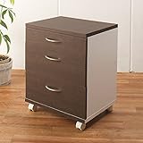 パソコンデスク 引出しラック キャスター付 ブラウン PC-3545H-BR