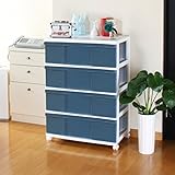 収納ケース ワイド チェスト 4段 ホワイト／ネイビー 日本製 MJ-W4-1WNV