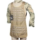OneTigris タクティカルエプロン Apron ミリタリー風　モール対応　バーベキューエプロン　 BBQ･戦闘用･イベント用･作業用･サバゲー (タン(付属ポーチなし))