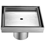 Alfiブランドabsd55 a 5インチx 5インチモダンSquareステンレススチールシャワーDrain W / Oカバー、シルバー