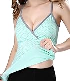 NINGMI 半開タイプ 授乳キャミ タンクトップ 授乳服 マタニティ ウェア キャミソール 3色（グレー、グリーン、ピンク）