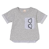 プティマイン（petit main） 部分ストライプ使いメガネポケットデザインTシャツ (90, トップＧ)