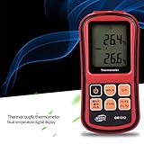 CkeyiN 熱電対温度計 ミニ デジタル 温度計 ダブルチャンネル K/J / T/E / R/S/ N熱電対タイプ LCDライト
