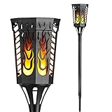 ソーラーライトflame Flicker 4自動スイッチ屋外ソーラー街路灯懐中電灯防水96 LEDライトガーデンワイヤレスライティングブラックをインストール,1Pack