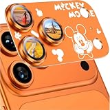 たのしいネズミ カメラフイルム iPhone 17 Pro Max用 カメラ保護 カメラカバー アルミ合金 9H強化ガラス 全面保護 一体感 耐衝撃 高透過率 黒縁取り 露出オーバー防止 自動吸着 気泡ゼロ 対応いphone 17 Pro Max レンズカバー プロテクター (オレンジ)