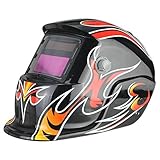 LESOLEIL 電気溶接ヘルメット　太陽エネルギー　自動遮光溶接マスク/溶接面　内部の調整可能　炎　黒い背景　クール　カッコイイ