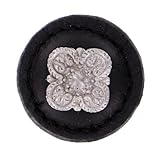Vicenza Designs K1278 Napoli Round Leather Knob, Large, Black, Satin Nickel [並行輸入品]