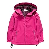 XFentech 子供 防寒 秋冬 ウインドブレーカー ジャケット 長袖 女の子 キッズコート アウター フード付き 子供 防寒 秋冬服 子供 防寒 秋冬コート, イエロー / ローズ レッド