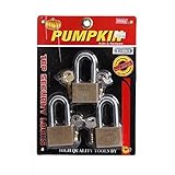 Pumpkin l-503 Longシャックル真鍮南京錠キーホームTopセキュリティロックツールスチールカバープレート( 39504 ) 3南京錠セット、パック1個。