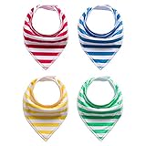 Cutelove ベビー　赤ちゃん　男女兼用　よだれかけ　4枚セット　二層 　三角 スナップ　防水　柔らかい　サイズ調整可能　出産準備　スタイ　綿製品（0-3T）