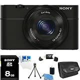 Sony DSC-RX100 20.2 MP Exmor CMOS Sensor Digital Camera with 3.6x Zoom BUNDLE with 8GB Card, Case, C