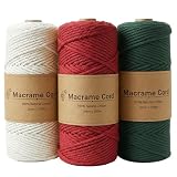 MARUHADO マクラメ糸 マクラメヤーン 3mm 3色セット 合計300m 紐 マクラメロープ コットン 編み物 手芸 ハンドメイド クリスマスカラー