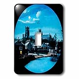 Scenes from the Pastマジックランタン – Victorianイーリー大聖堂1890 Cambridgeshire under the moonlight – 照明スイッチカバー –