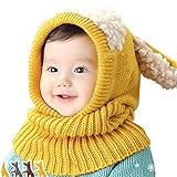 ニット帽 キッズ ベビー 子供 防寒 あったか 可愛い 耳付き ネックウォーマー帽子 スヌード ベビー帽子 マフラー 出産祝い 誕生日 クリスマス プレゼント (イエロー)