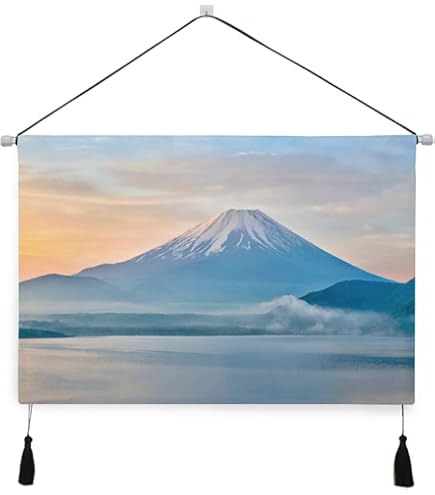 Amazon.co.jp: 掛軸 富士山 掛け軸 山水画 「赤富士」 熊谷千風 尺五