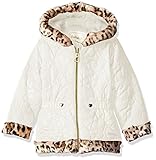 Pistachio Little Girls' Toddler Heart Quilted Jacket with Faux Fur Vanilla 4T [並行輸入品]