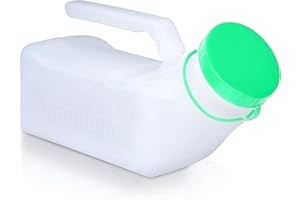 Urinal Bottle for Men with Portable Screw Lid 1000 ml Plastic Pee Bottles (1 Pack) Thick Mens Bedpan Spill Proof Urinary Cham