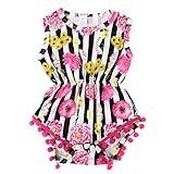 MIOIM ベビー服 ロンパース キッズ 赤ちゃん 花柄 プリント ノースリーブシャツ 半袖 女の子 可愛い Tシャツ 連体服 ボディスーツ お着替え簡単 新生児 出産祝い カバーオール 0~2歳