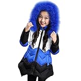 POTOJP 少女 韓国風秋冬 毛襟 オシャレ ロングコット 女児 ステッチジャケット ダウンコットンコート 中綿コート ガール キッズ 上着 キャップ付き 女の子 コットンジャケット 防寒着 日常着