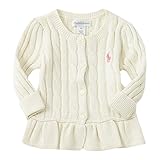 ポロ ラルフローレン ベビー キッズ 長袖 カーディガン Cable cotton peplum cardigan 女の子 ベビー服 （サイズ：3m、カラー：Warm white） Polo Ralp