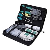 パソコン修理セット プロフェッショナル パソコン ツールキット 工具セット・道具セット 11点セット クリスタルコネクタ カードナイフ ストリップペンチナイフ ワイヤーストリップナイフ 圧着用プライヤ